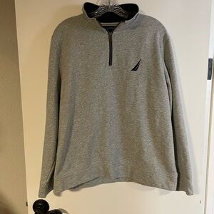 Nautica Gray Zip Up Sweater Classic Knit